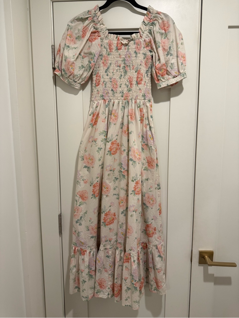 Polo by Ralph Lauren Floral Print Smocked Cotton Dress Size Small